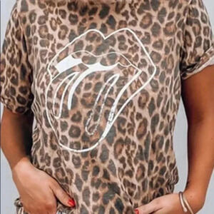 🆕Leopard Printed Lips T-Shirt L🆕